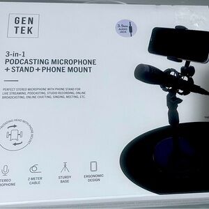 3 in 1 podcasting microphone and stand and phone mount for singing and podcast